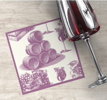 Wine barrels and glasses podstavek za kozarce - TenStickers