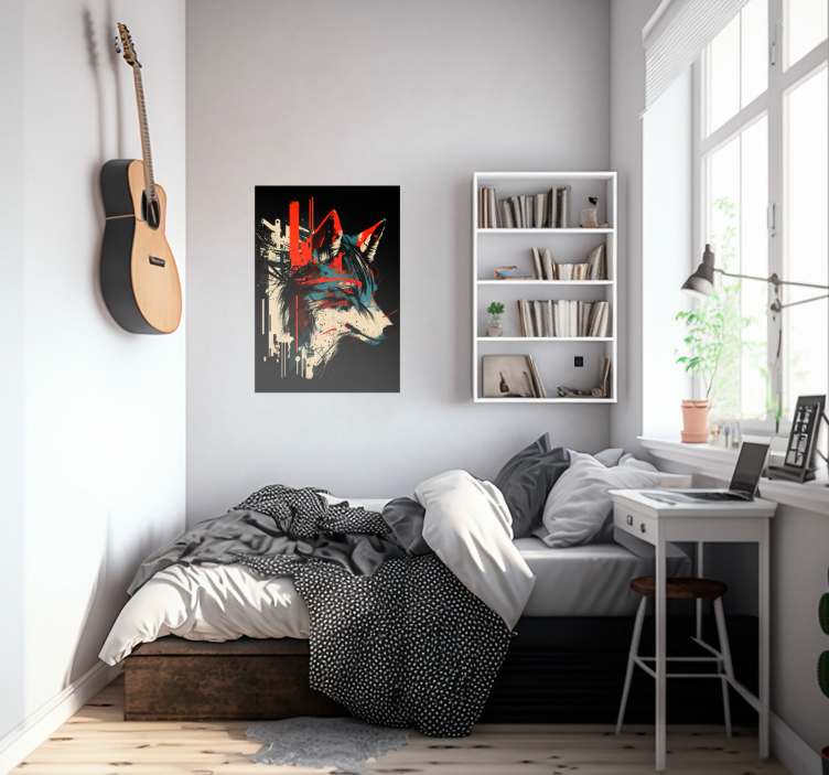 Abstraktni umetniški plakat volka za steno - TenStickers