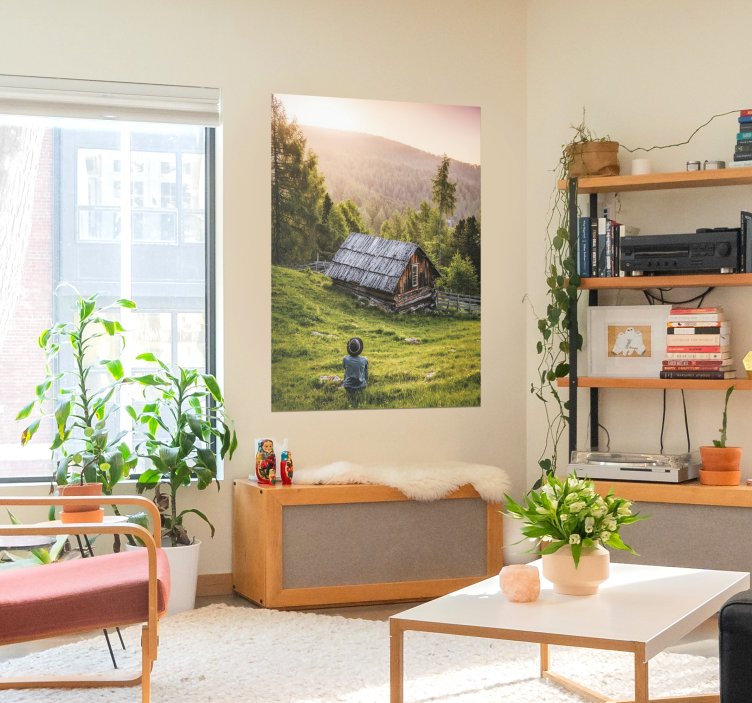 Krajinska hiša na gozdnem plakatu - TenStickers