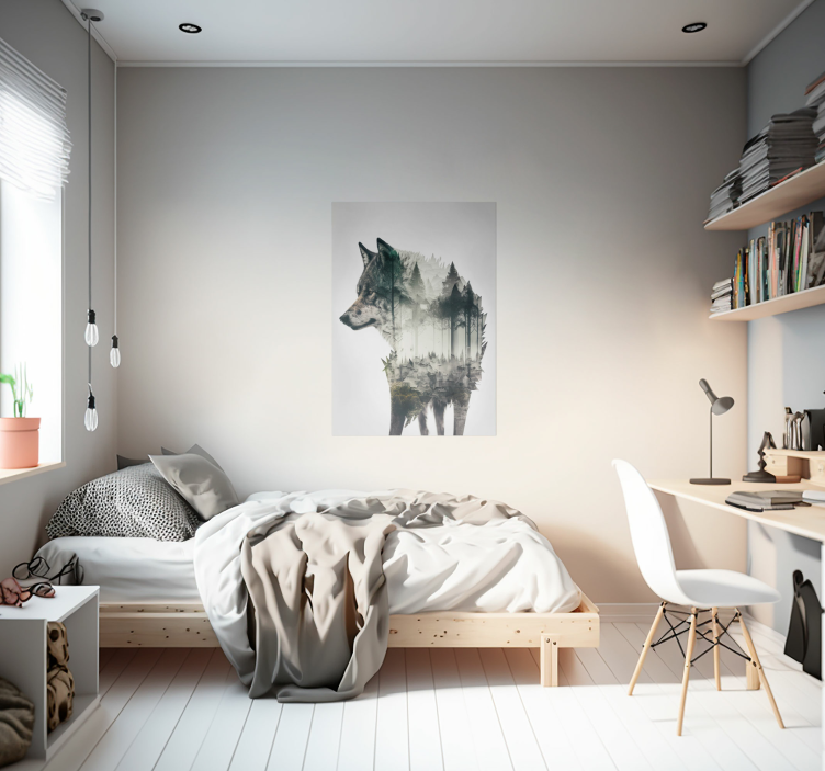 Plakat živali z dvojno osvetlitvijo volka - TenStickers