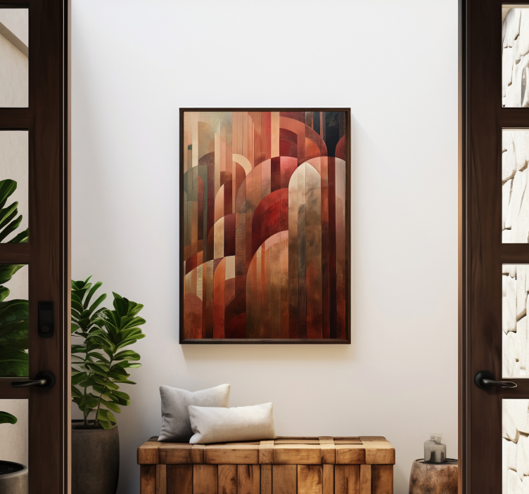 Rdeče oblike plakat v slogu art decoja - TenStickers