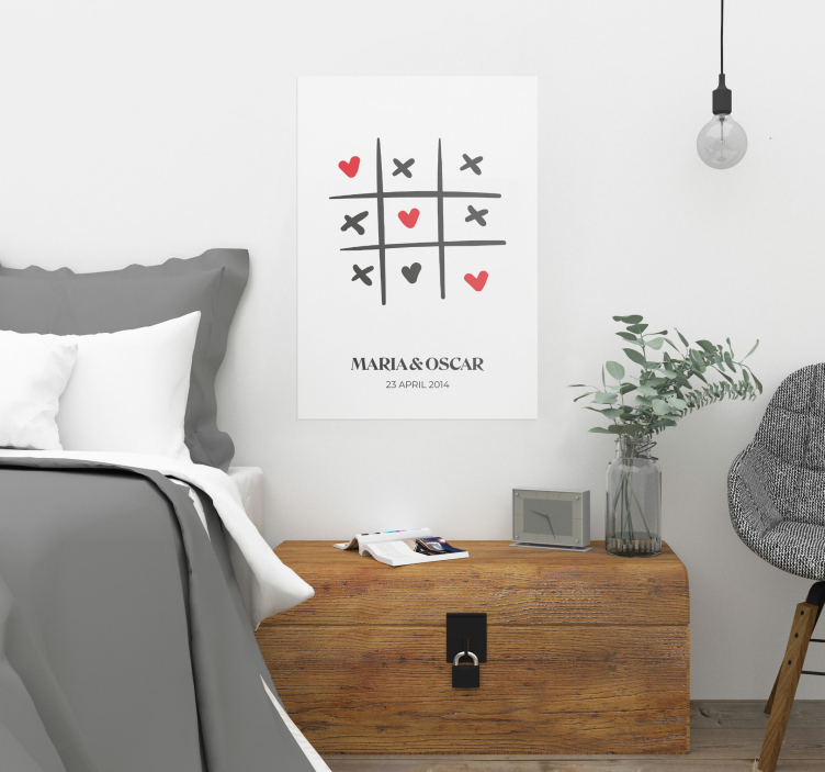 Tic tac toe ljubezenski plakat po meri - TenStickers