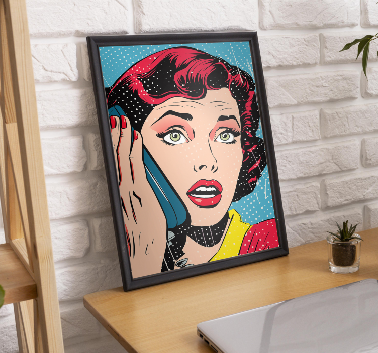 ženska na telefonu pop art plakat - TenStickers