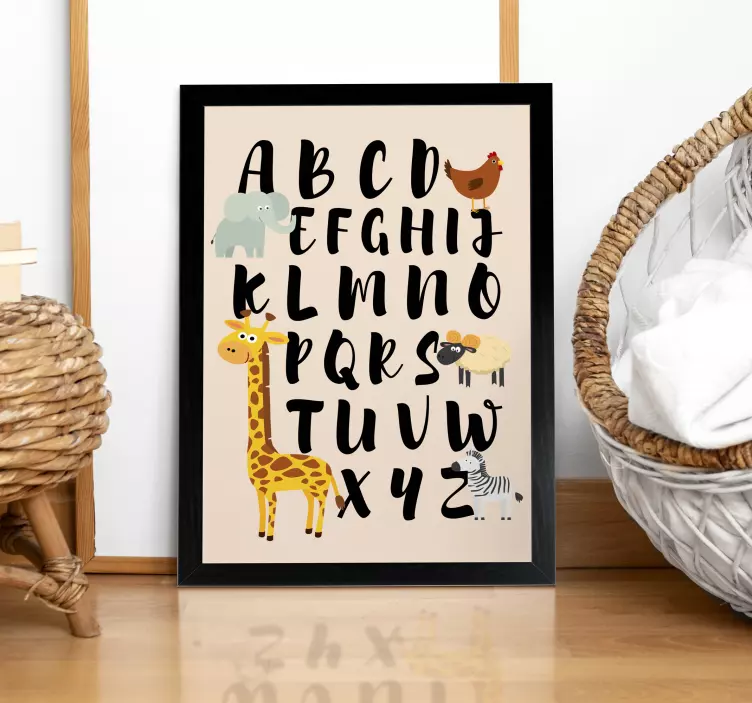 živali, ki se igrajo z abecedo Plakat otroška soba - TenStickers