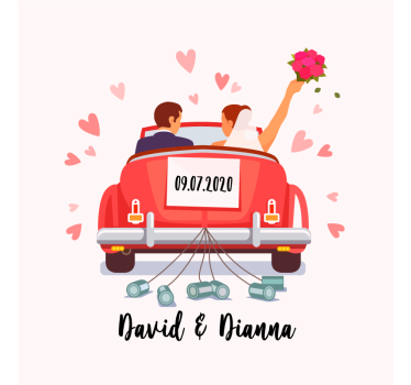 Plakat praznovanj za par just married couple - TenStickers