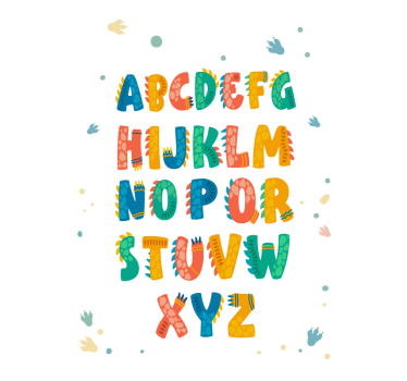Tisk plakata s črkami dinozavrov - TenStickers