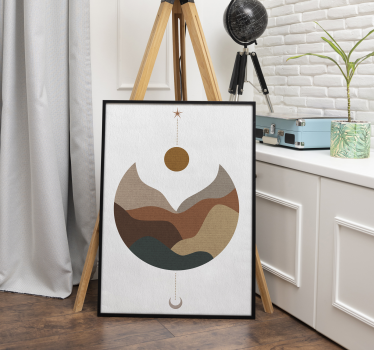 Minimalistični sončni zahod in gore Plakat z umetniško tematiko - TenStickers