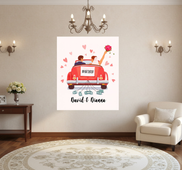 Plakat praznovanj za par just married couple - TenStickers
