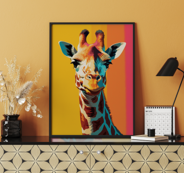 Portret žirafe pop art plakat - TenStickers