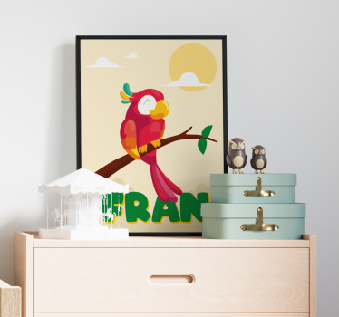 Rdeča papiga z imenom Plakat otroška soba - TenStickers