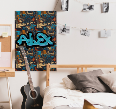 Retro glasbeni grafitni plakat po meri - TenStickers