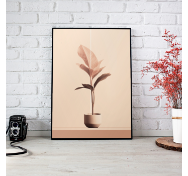 Vertikalna rastlina v bež barvah minimalističen plakat - TenStickers