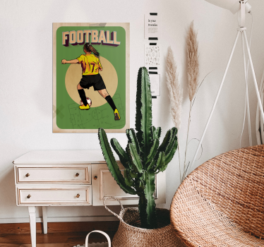 ženski nogometni retro plakat - TenStickers