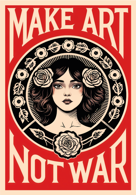 make art not war Plakat z umetniško tematiko - TenStickers
