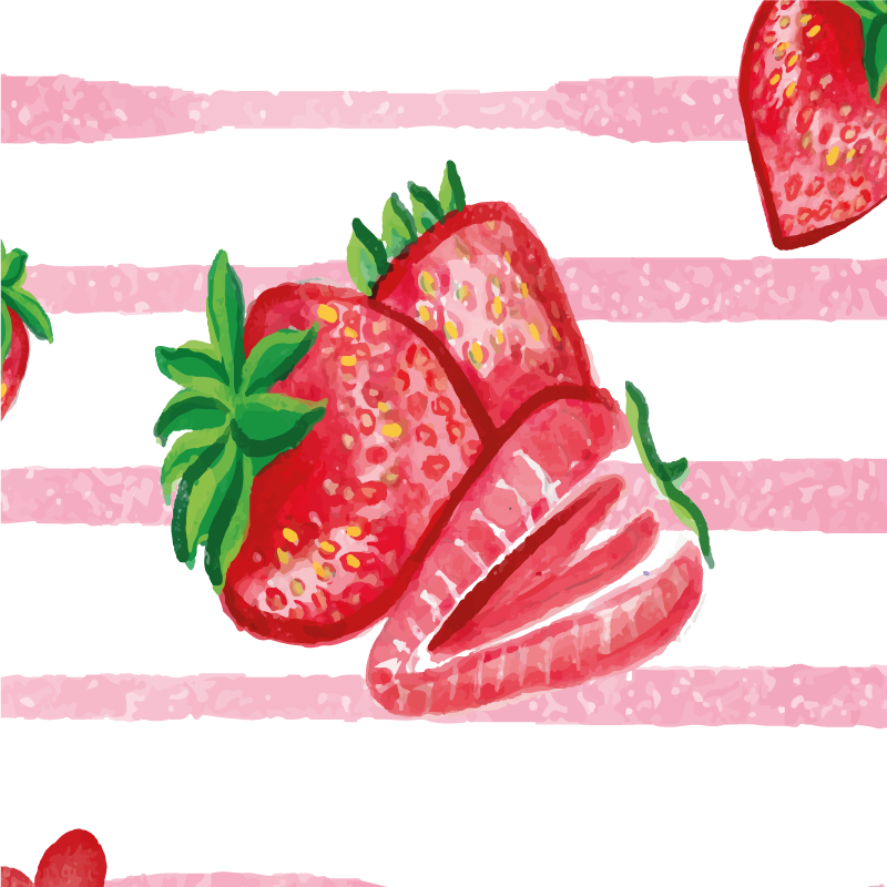 Seamless strawberries on striped background plakat kuhinja - TenStickers