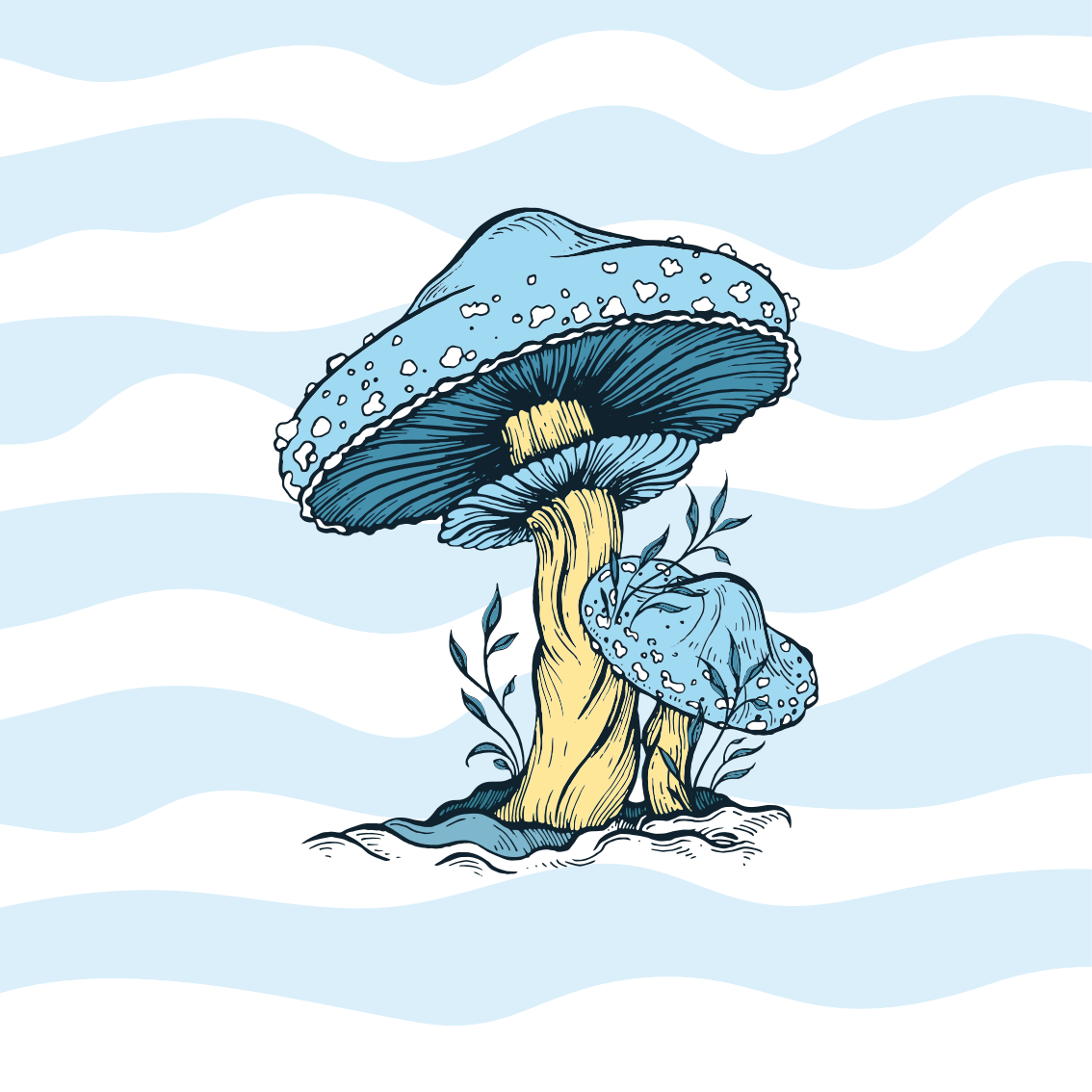 Blue mashroom illustration plakat za kuhinjo - TenStickers