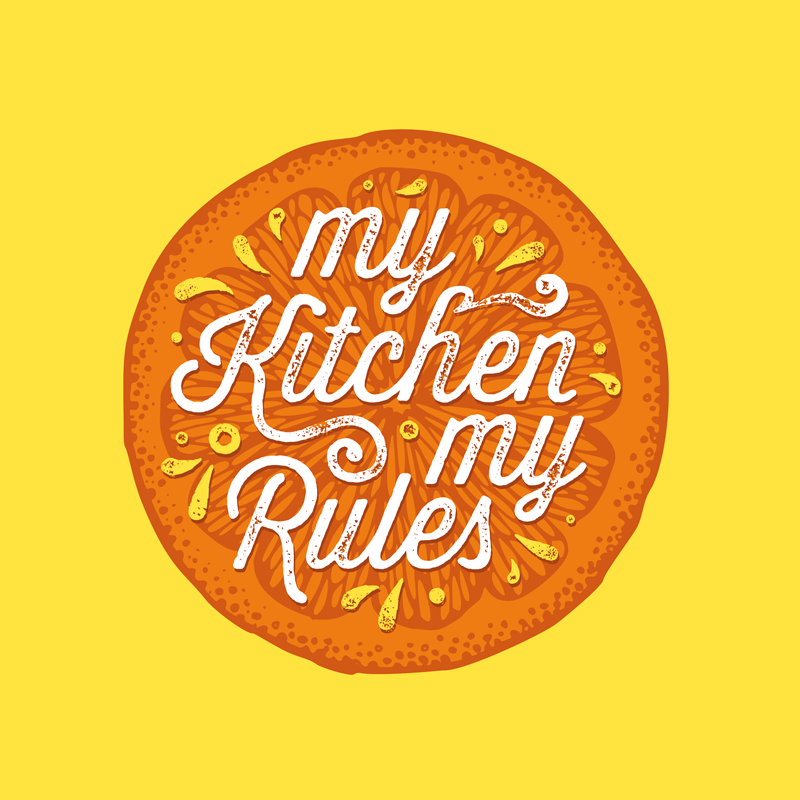 Orange hand draw kitchen plakat kuhinja - TenStickers