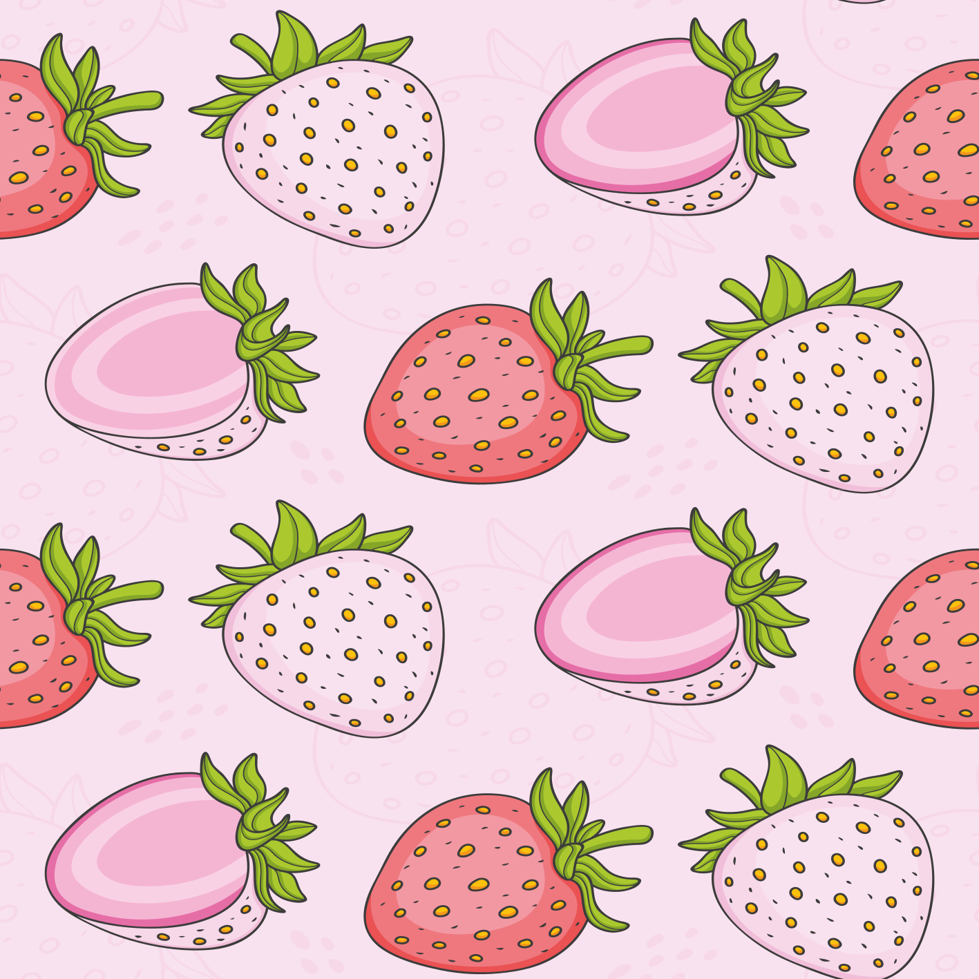 Seamless pink and red strawberries plakat kuhinja - TenStickers