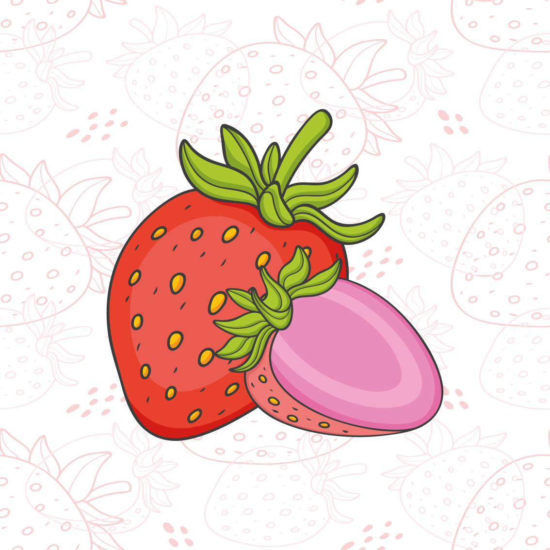 Seamless red and pink strawberries plakat za kuhinjo - TenStickers