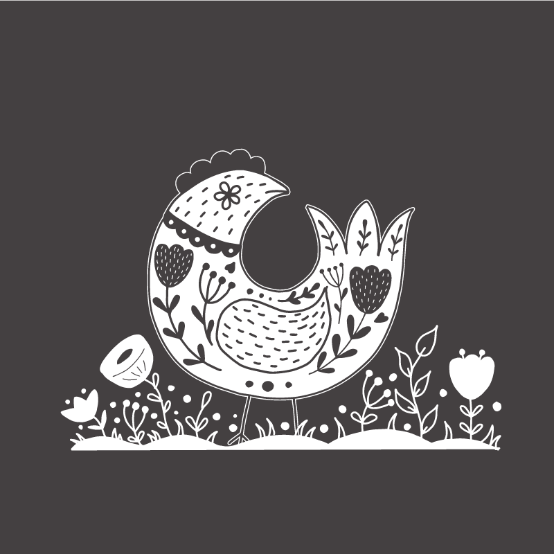 Proud chickens with polish flower pattern plakat kuhinja - TenStickers