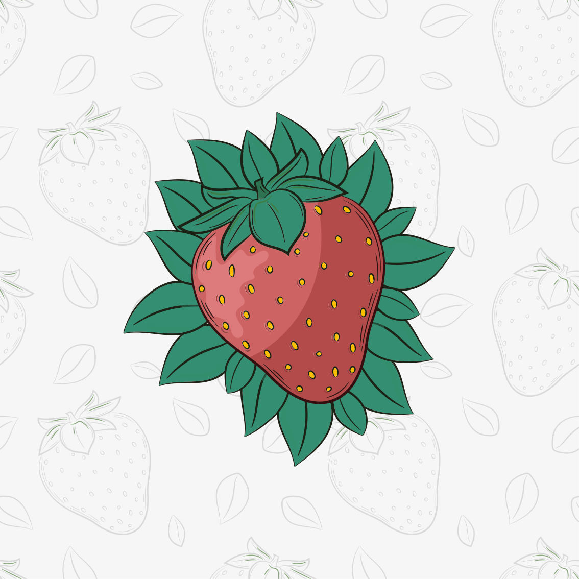 Bright juicy strawberries green leaves plakat kuhinja - TenStickers