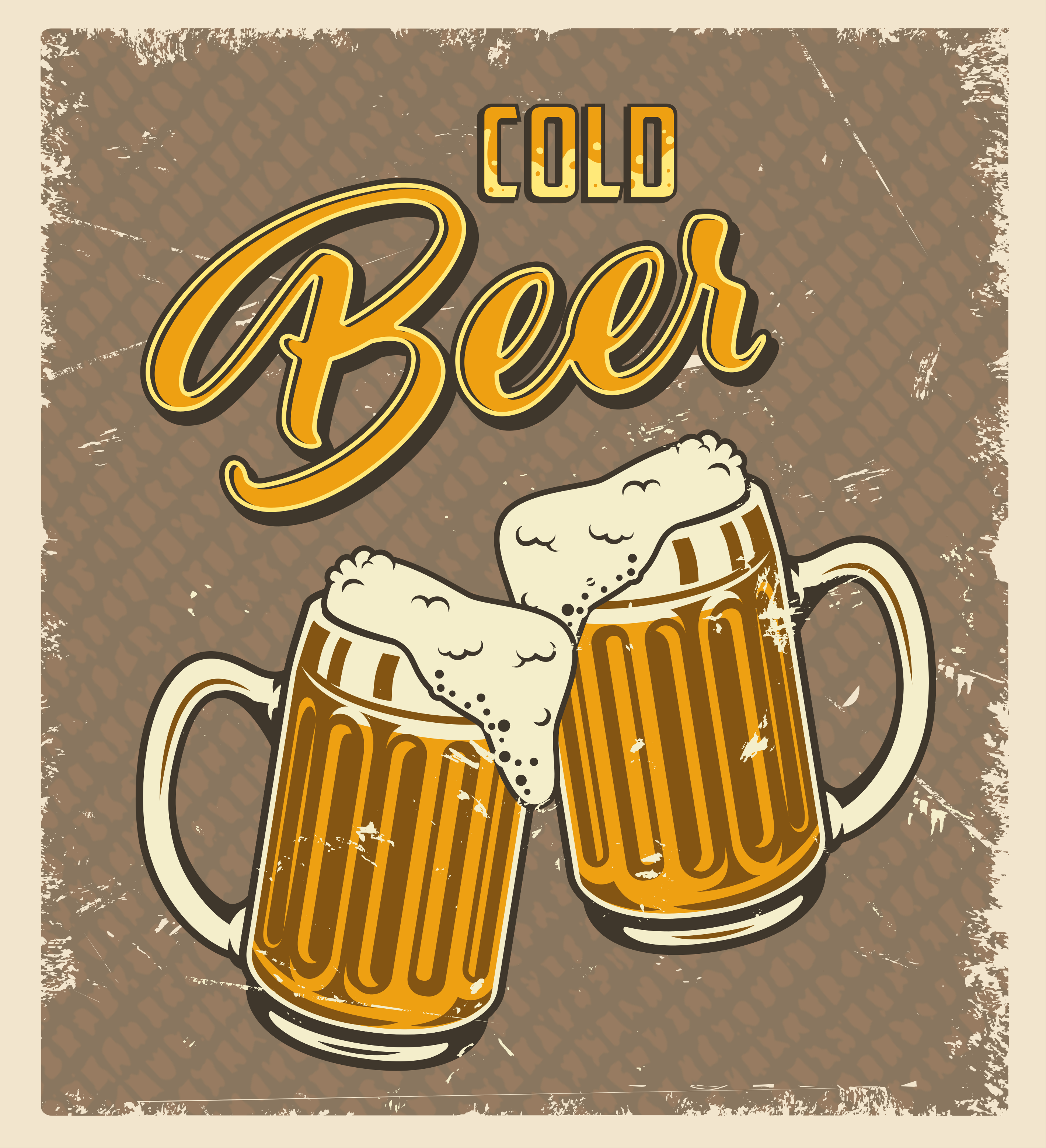 Cold beer retro dirty effect plakat za kuhinjo - TenStickers