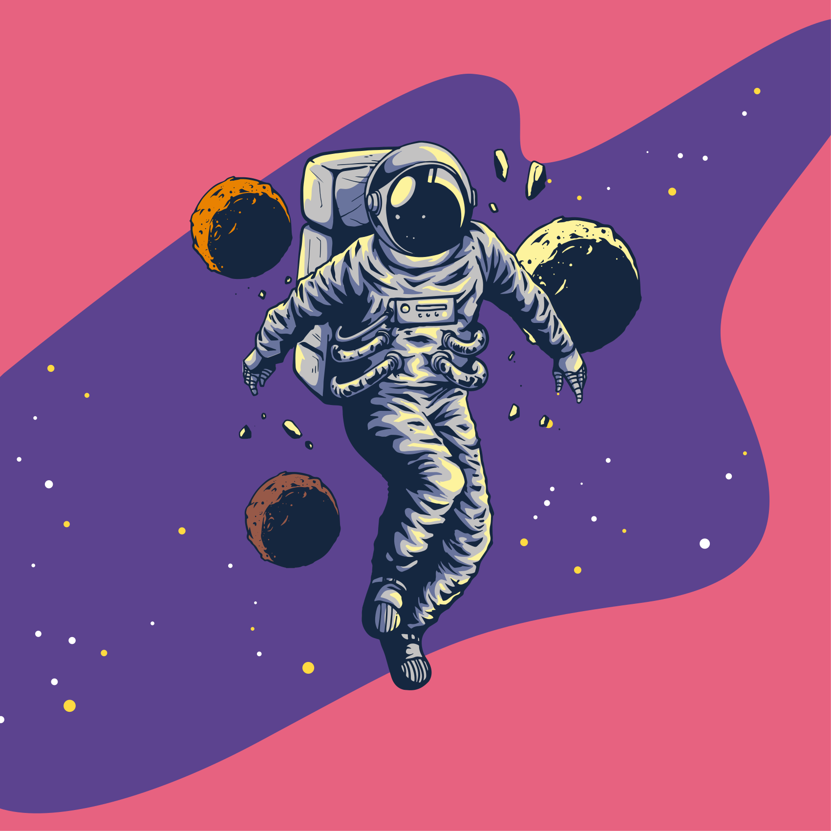 Ročno risan astronavt v slogu letenja plakat za najstniško sobo - TenStickers
