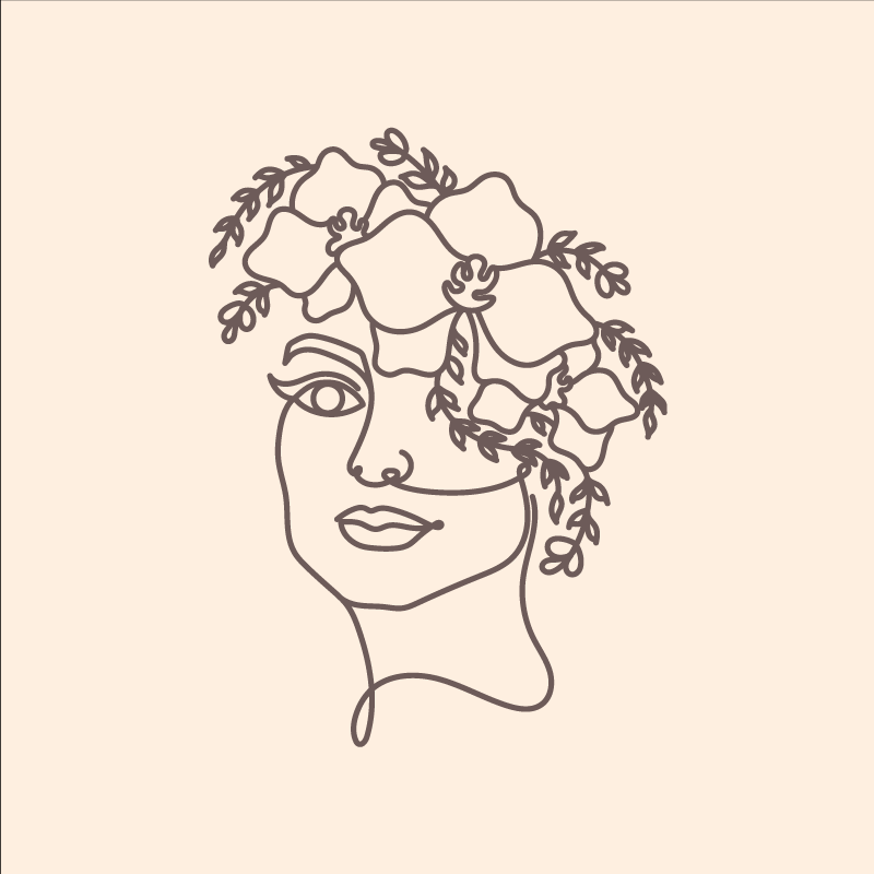 Silhouette minimalist cute woman floral dnevniški plakat - TenStickers