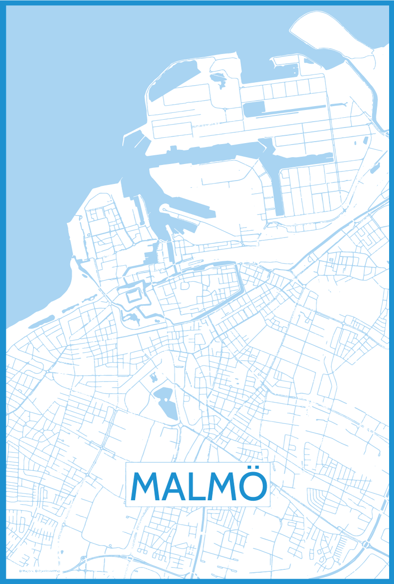 Map of malmo dnevniški plakat - TenStickers