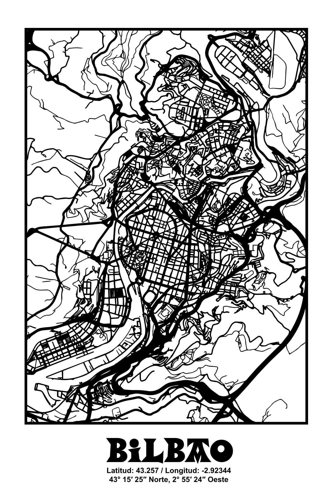 Bilbao topográfico dnevniški plakat - TenStickers