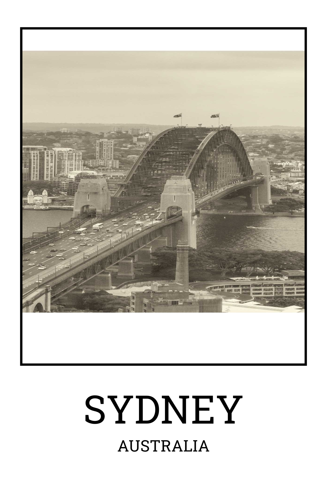 Sydney blanco y negro dnevniški plakat - TenStickers