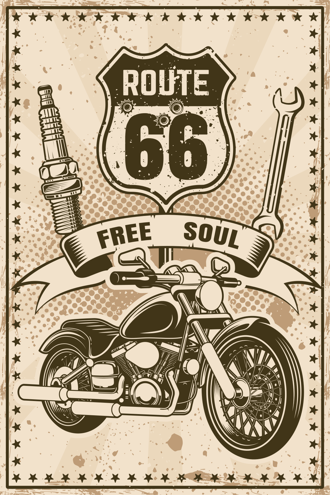 Route 66 motorbike dnevniški plakat - TenStickers
