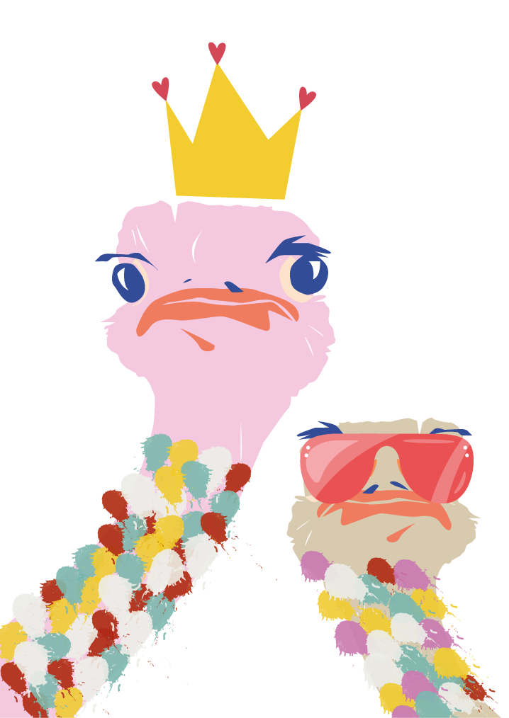 Colorful ostriches artistic style dnevniški plakat - TenStickers