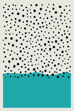 Abstract blue painting with black dots dnevniški plakat - TenStickers