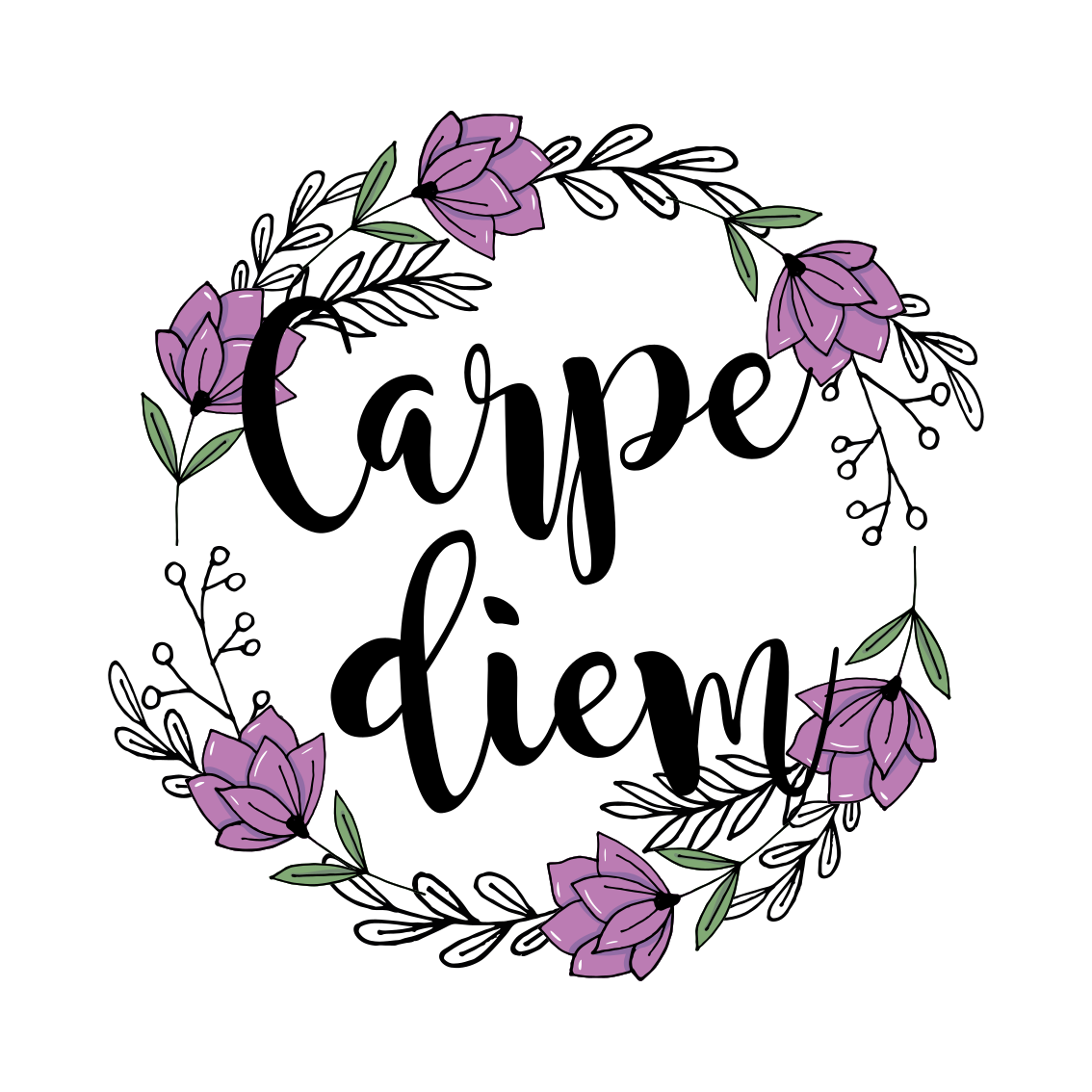 Carpe diem colorful floral pattern dnevniški plakat - TenStickers