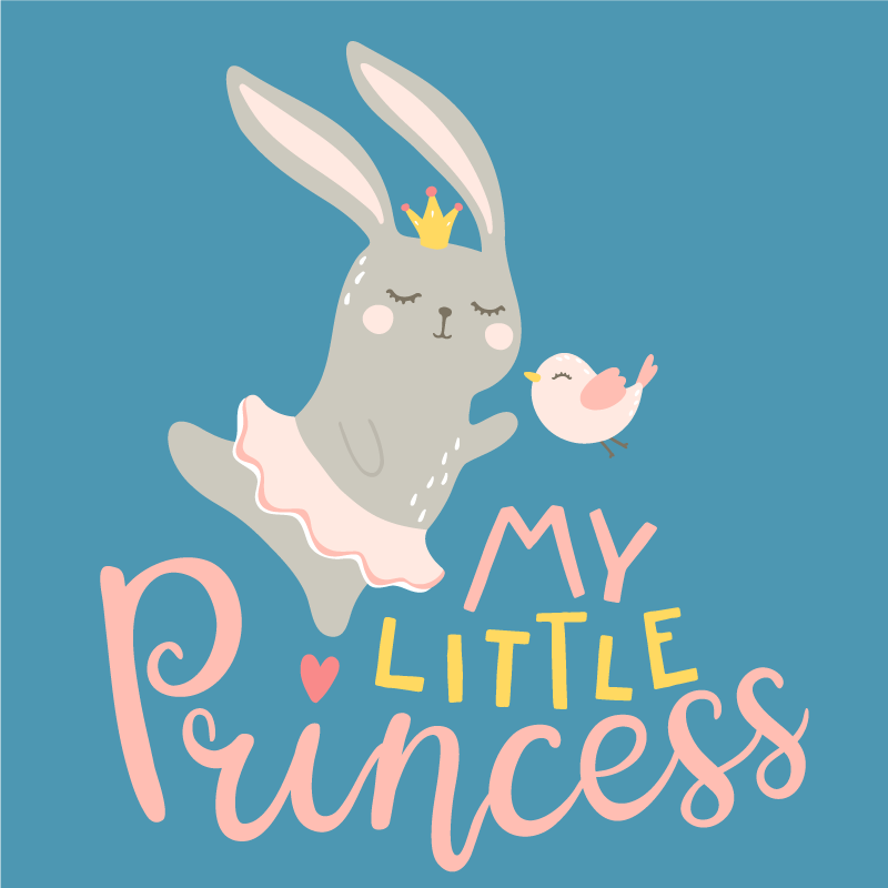 Bunny with quote my little princess plakat za otroško sobo - TenStickers