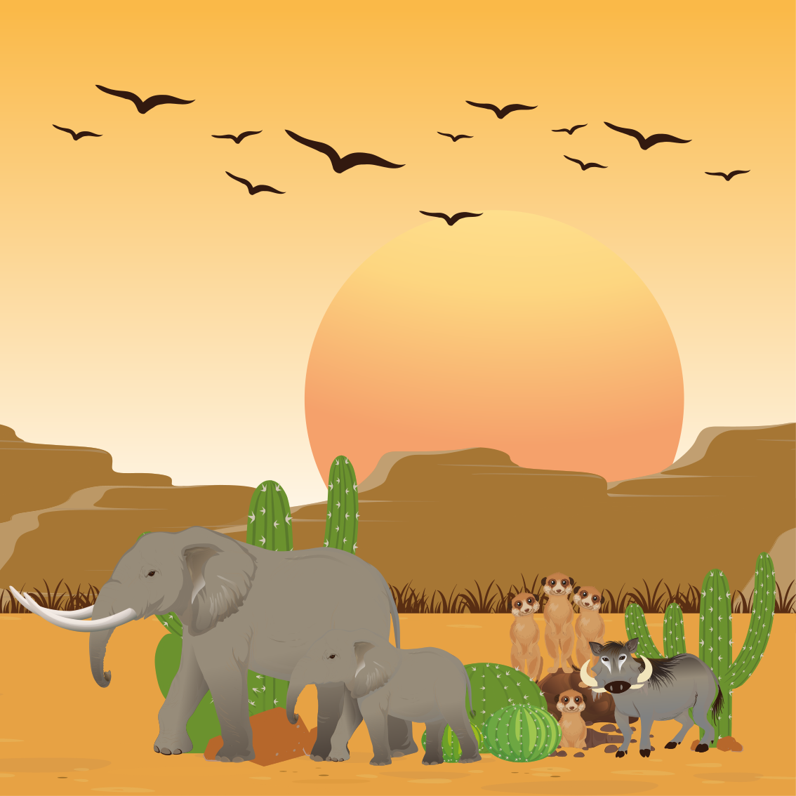 African animals in the wild quadres 4 plakat za otroško sobo - TenStickers