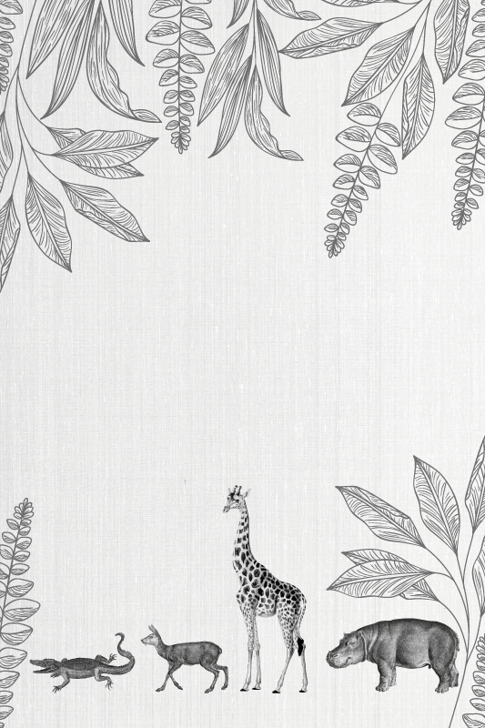 Safari animals and trees border plakat za otroško sobo - TenStickers