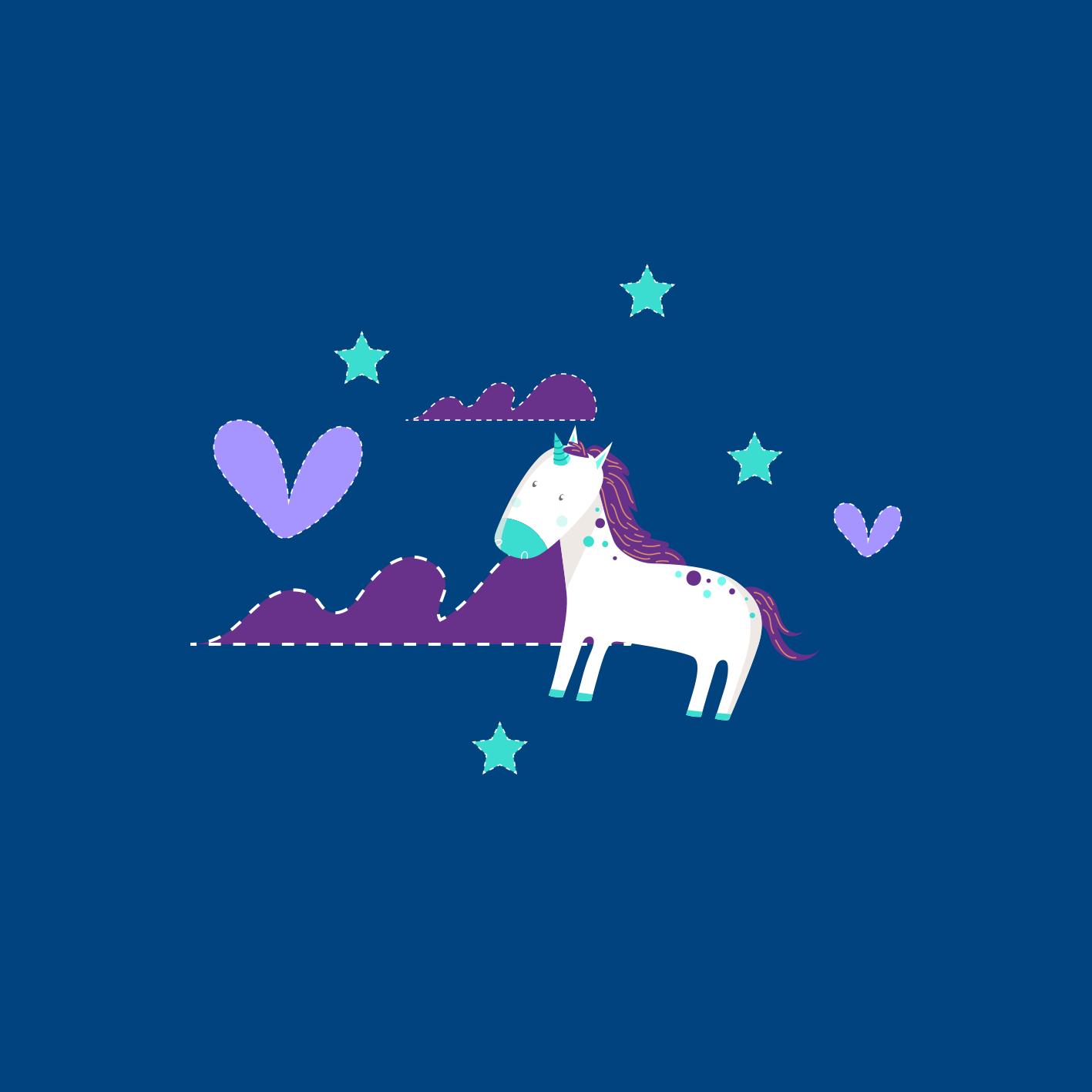Cute unicorns with clouds and stars plakat za otroško sobo - TenStickers