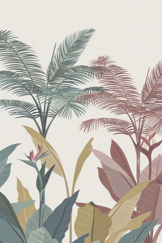 Tropical greenery motif plakat cvetja - TenStickers