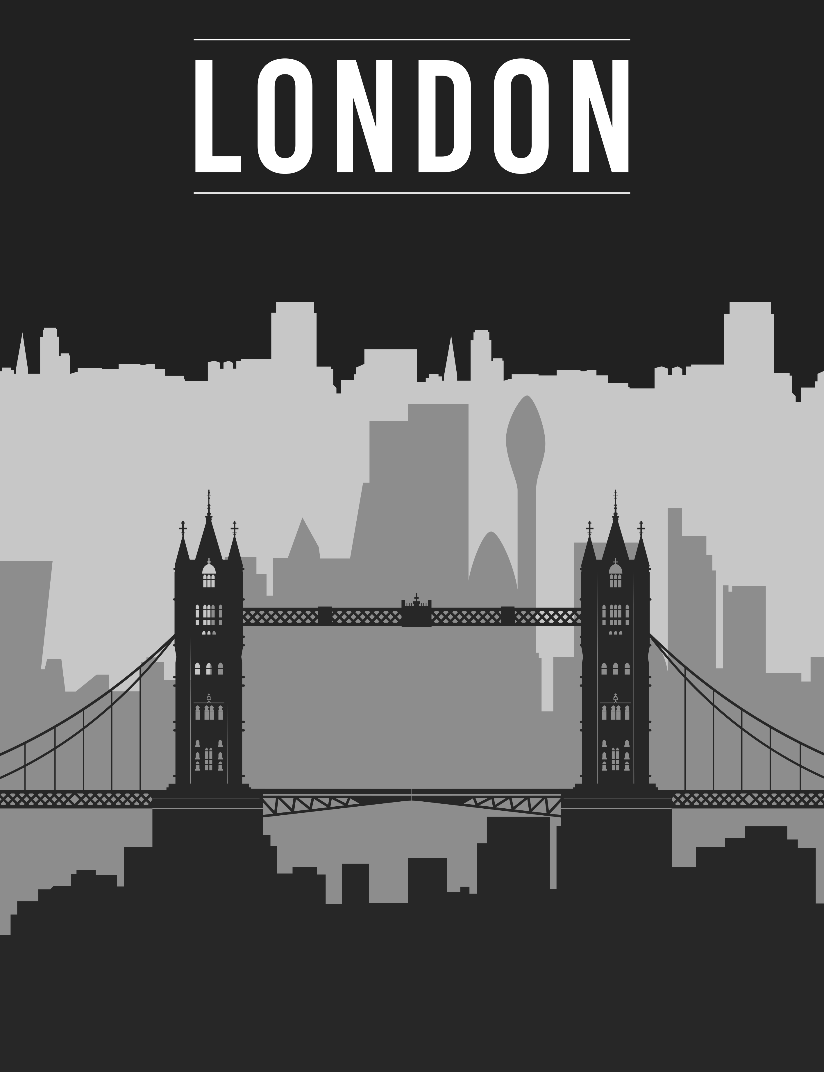 Black and gray london skyline plakat s stavki - TenStickers
