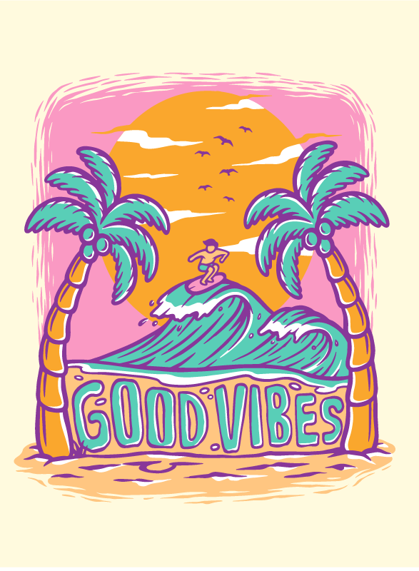 Good vibes surf plakat za najstnike - TenStickers
