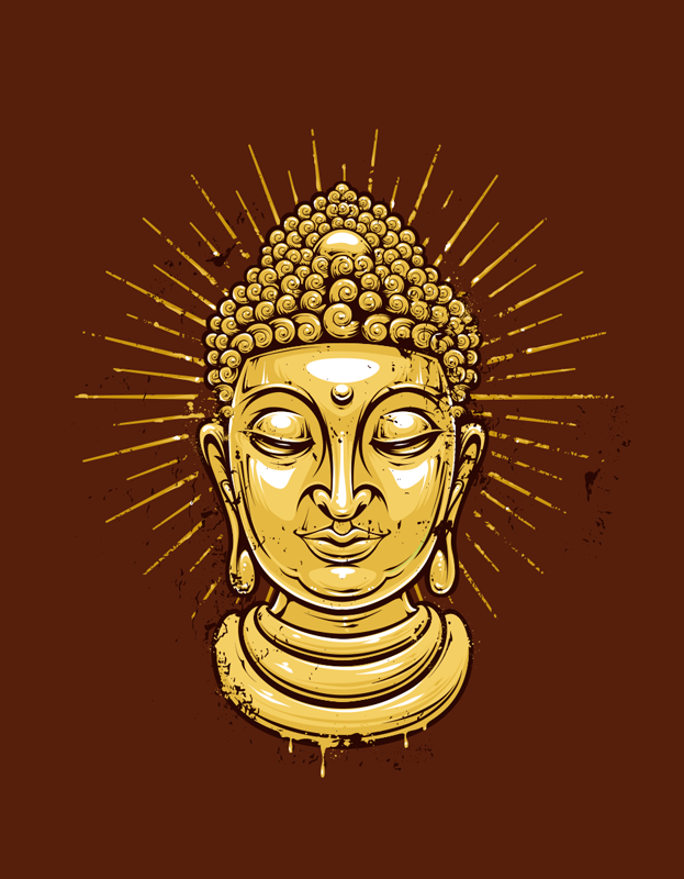 Golden buddha sillouhette plakat z motivom ženske - TenStickers