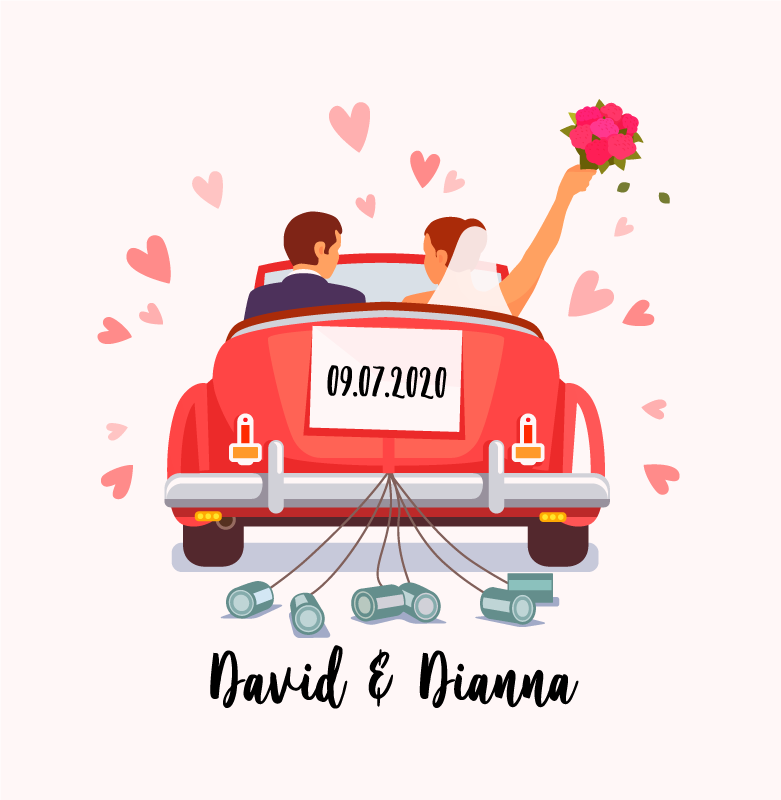 Plakat praznovanj za par just married couple - TenStickers