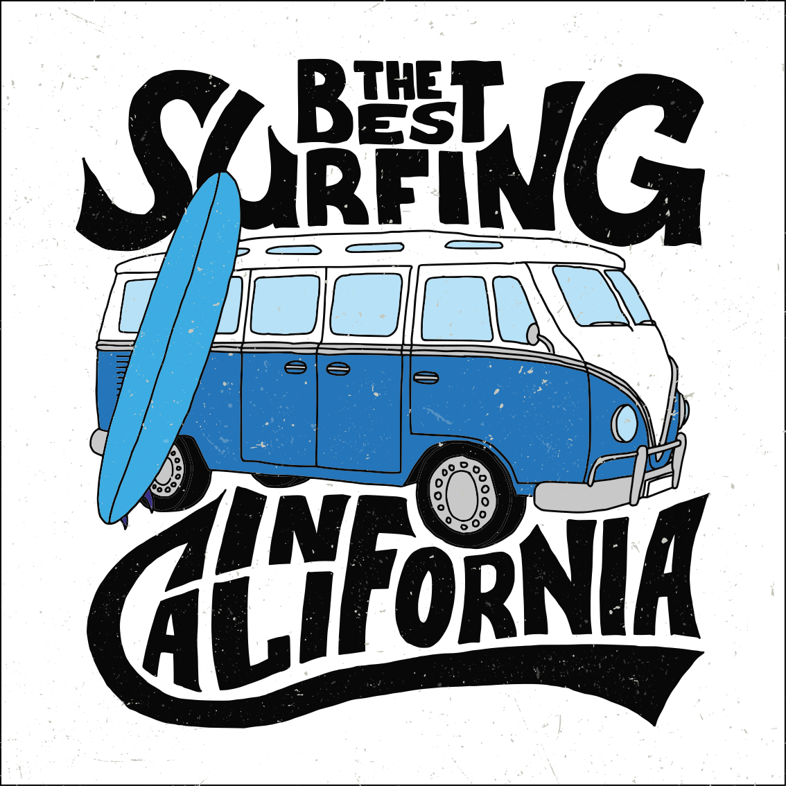 Surfing california van plakat z motivi športa - TenStickers