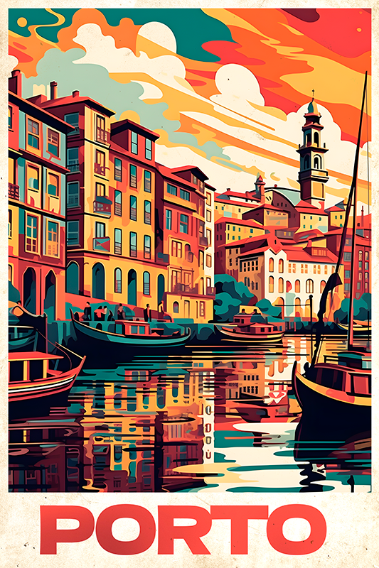 Oporto vintage poster plakat mesta in države - TenStickers