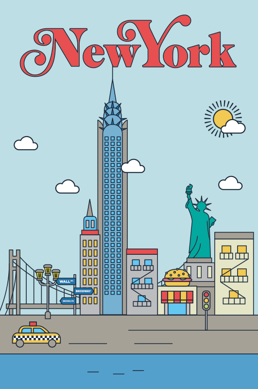 New york plakat mesta in države - TenStickers