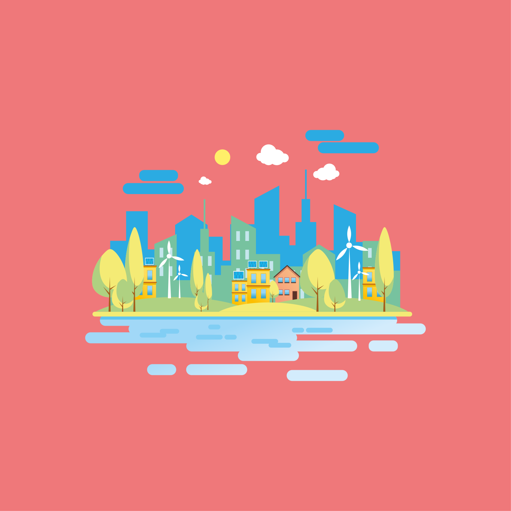 Modern urban landscape plakat mest in držav - TenStickers