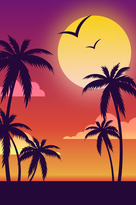 70's sunset vertical plakat krajine - TenStickers