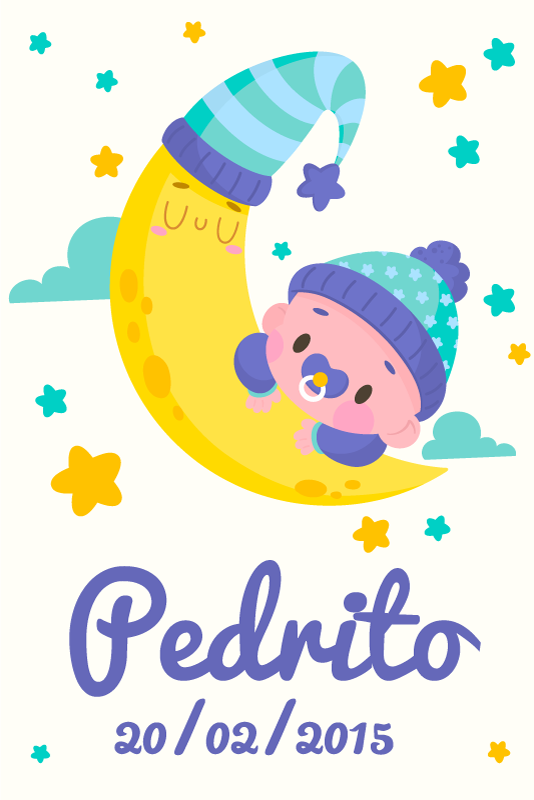 Osebni plakat spanje dojenčka pod luno - TenStickers